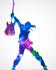 illustration of rock star with guitarfor musical design